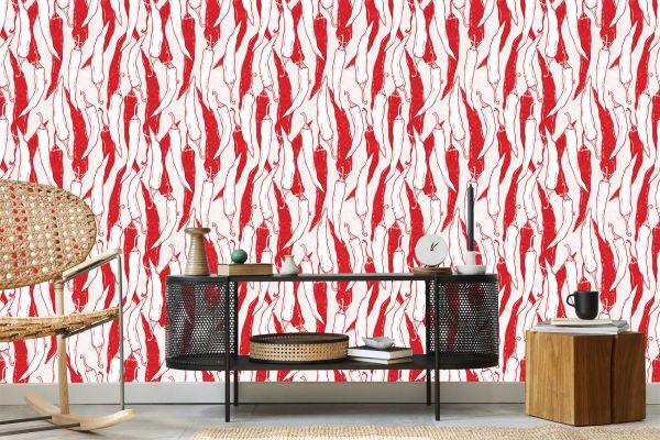 Behang Witte En Rode Chilipepers - Afbeelding 5