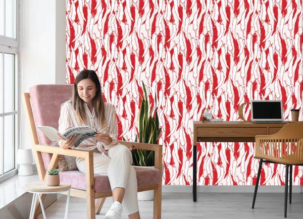 Behang Witte En Rode Chilipepers - Afbeelding 7
