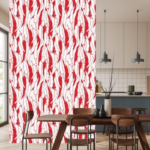 Behang Witte En Rode Chilipepers - Afbeelding 4