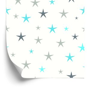 Behang Voor Kinderen - Blauwe En Grijze Sterren