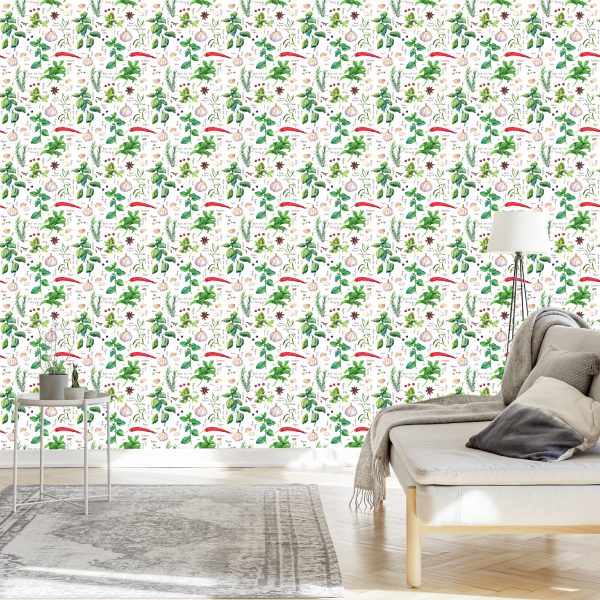 Behang Knoflook Met Kruiden - Afbeelding 3