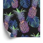 Behang Ananas Met Monstera Bladeren