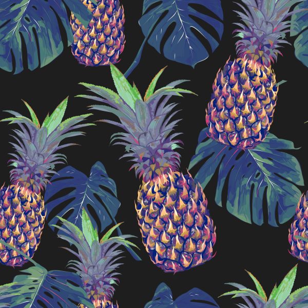 Behang Ananas Met Monstera Bladeren - Afbeelding 2