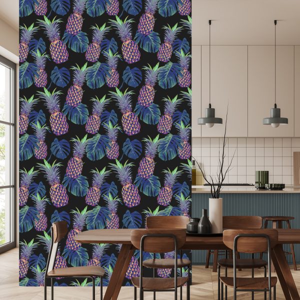 Behang Ananas Met Monstera Bladeren - Afbeelding 4