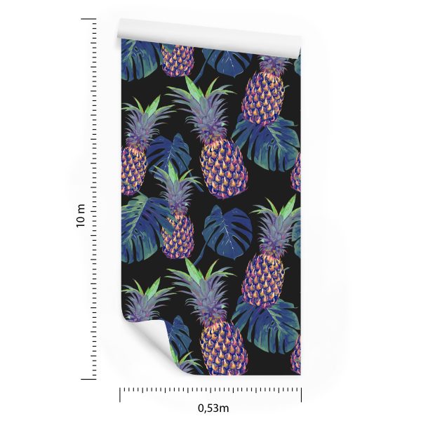 Behang Ananas Met Monstera Bladeren - Afbeelding 8
