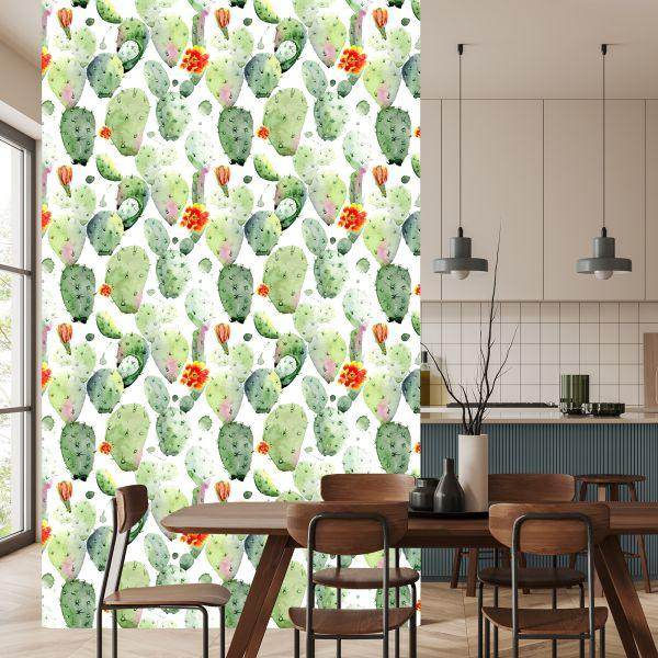 Behang Cactussen Met Vlekjes En Bloemen - Afbeelding 4