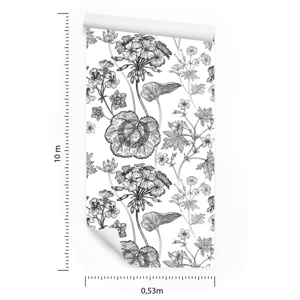 Behang Zwarte En Witte Geraniums - Afbeelding 8