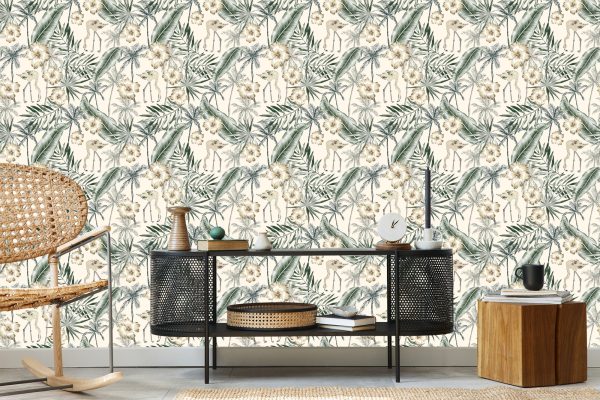 Behang Flamingo's Met Palmbladeren - Afbeelding 5