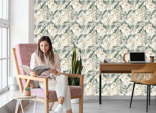Behang Flamingo's Met Palmbladeren - Afbeelding 7