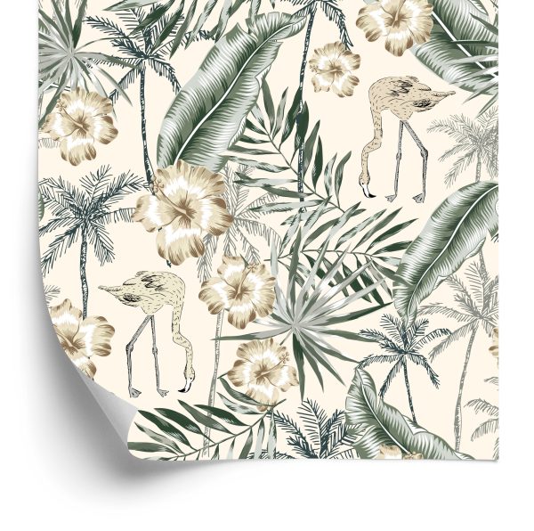 Behang Flamingo's Met Palmbladeren