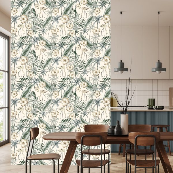 Behang Flamingo's Met Palmbladeren - Afbeelding 4