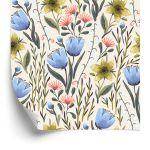 Behang Wilde Bloemen In Vintage Stijl