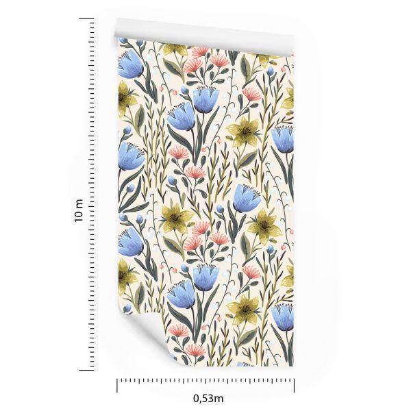 Behang Wilde Bloemen In Vintage Stijl - Afbeelding 8