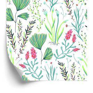 Behang Wilde Bloemen Met Kruiden