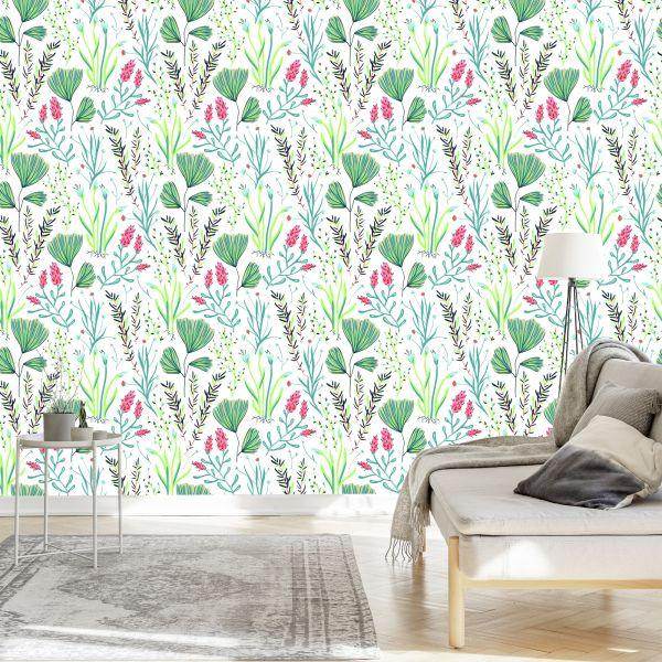 Behang Wilde Bloemen Met Kruiden - Afbeelding 3