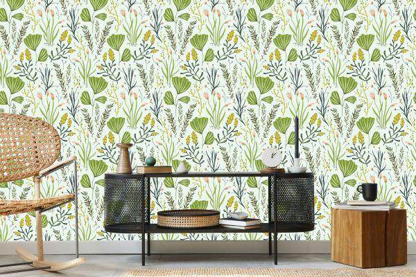 Behang Veldkruiden Met Bloemen - Afbeelding 5
