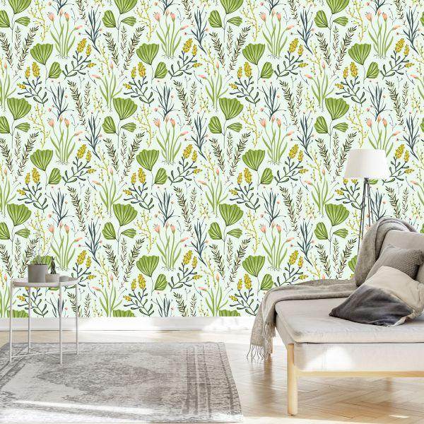 Behang Veldkruiden Met Bloemen - Afbeelding 3