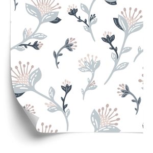 Behang Grijze Veldbloemen