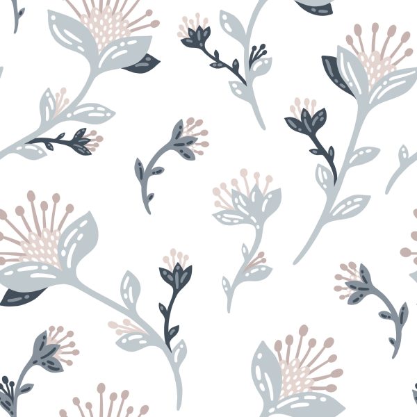 Behang Grijze Veldbloemen - Afbeelding 2
