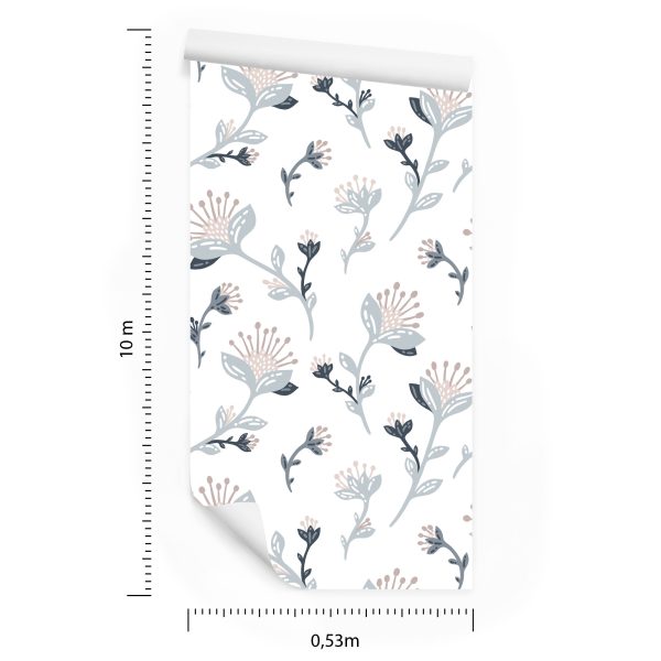 Behang Grijze Veldbloemen - Afbeelding 8