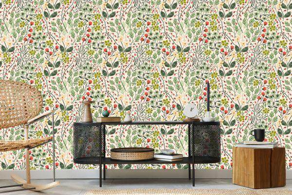 Behang Bloemen En Bosvruchten - Afbeelding 5