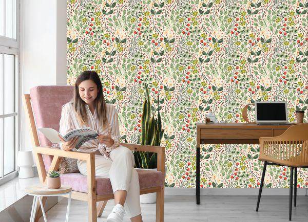 Behang Bloemen En Bosvruchten - Afbeelding 7