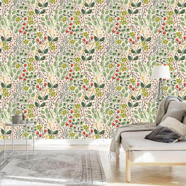 Behang Bloemen En Bosvruchten - Afbeelding 3