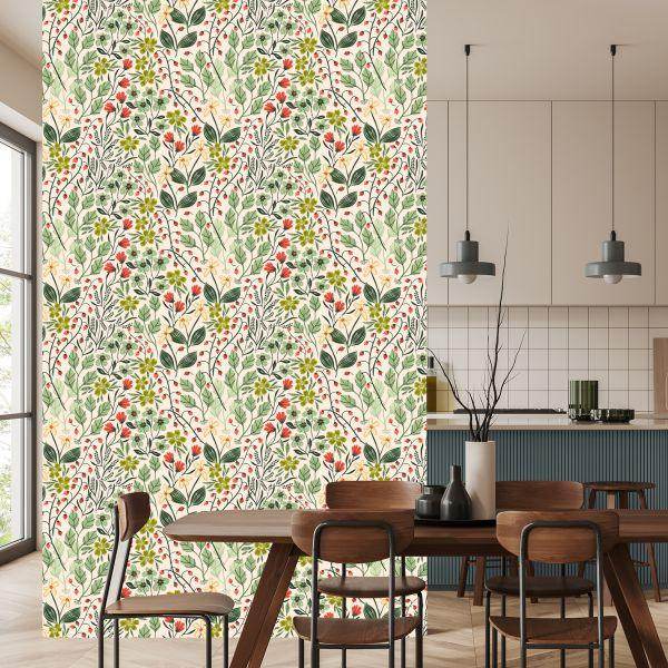 Behang Bloemen En Bosvruchten - Afbeelding 4