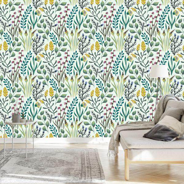 Behang Bloemen En Veldplanten - Afbeelding 3