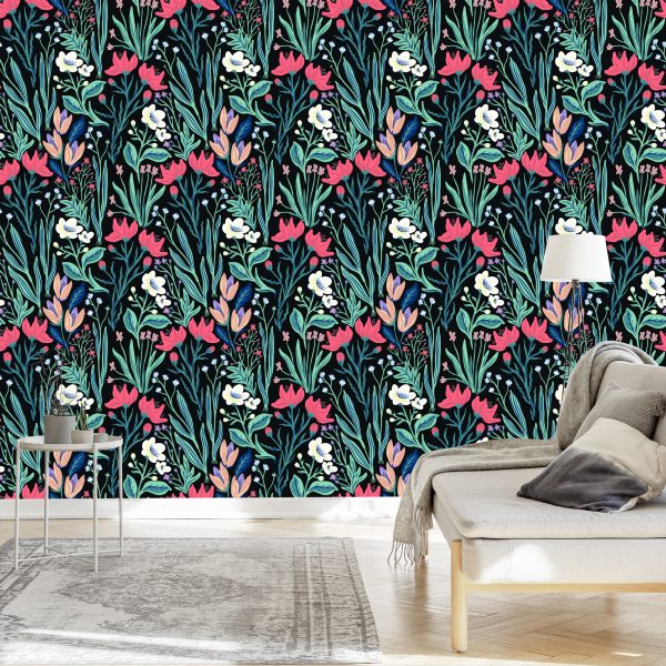 Behang Veld Bloemen - Afbeelding 3