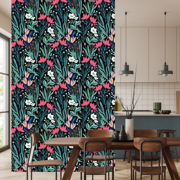 Behang Veld Bloemen - Afbeelding 4