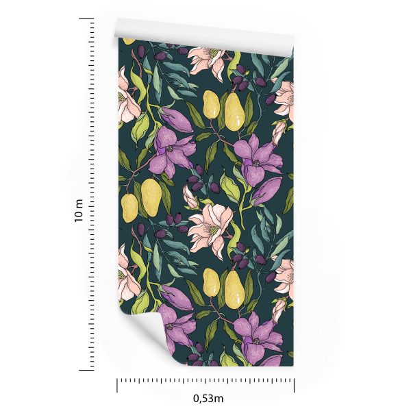 Behang Bloemen Met Fruit - Afbeelding 8