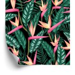 Behang Tropische Bloemen Met Palmbladeren