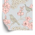 Behang Vogels Met Bloemen
