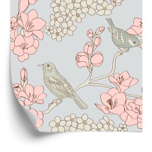 Behang Vogels Met Bloemen