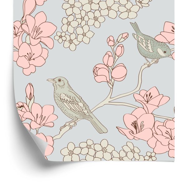 Behang Vogels Met Bloemen