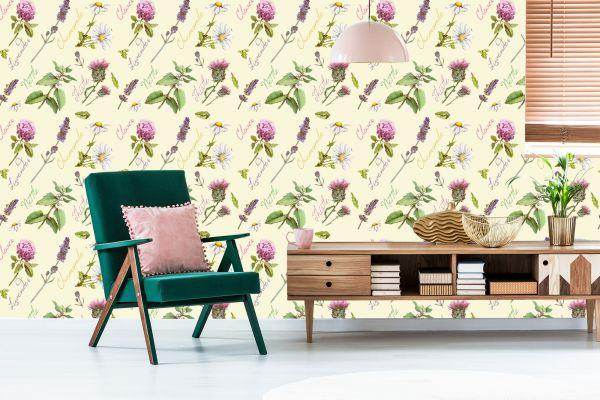 Behang Madeliefjes Met Lavendel - Afbeelding 6