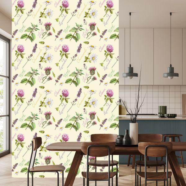 Behang Madeliefjes Met Lavendel - Afbeelding 4