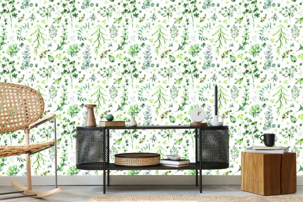 Behang Bladeren En Wilde Bloemen - Afbeelding 5
