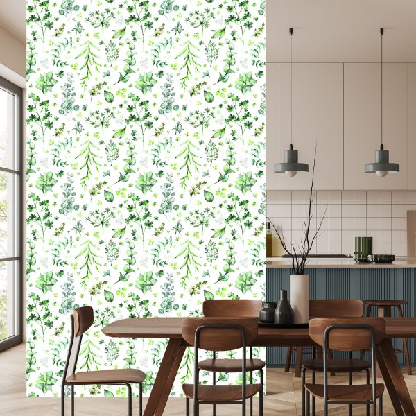Behang Bladeren En Wilde Bloemen - Afbeelding 4