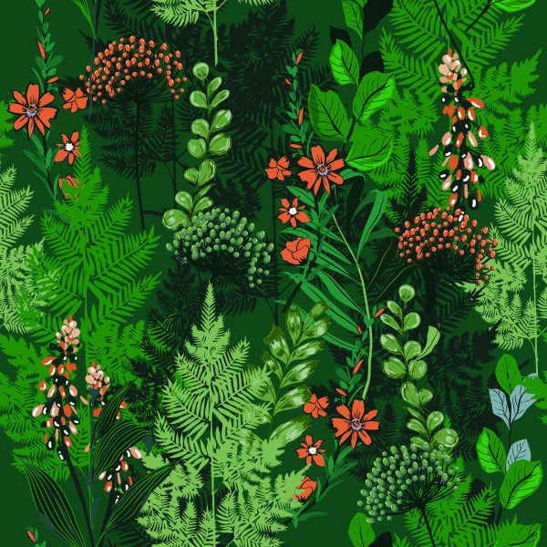 Behang Bosvaren Met Bloemen - Afbeelding 2