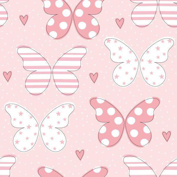 Behang Voor Kinderen - Vlinders In Pastelkleuren - Afbeelding 2