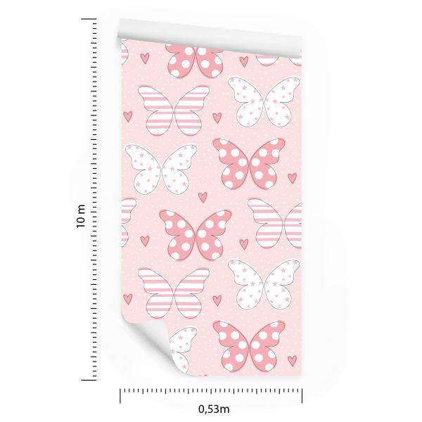 Behang Voor Kinderen - Vlinders In Pastelkleuren - Afbeelding 8