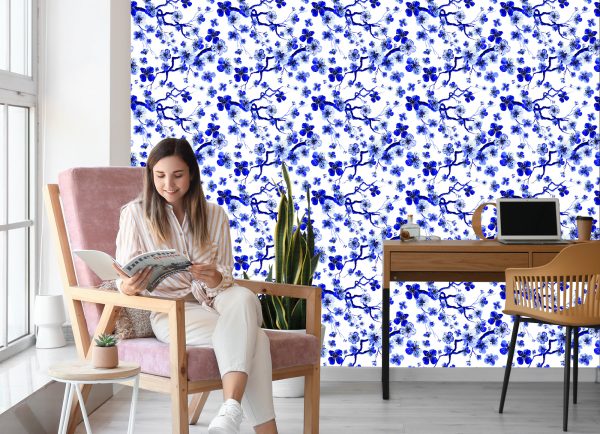 Behang Voor De Slaapkamer Kersenbloesem Takjes Planten 3D - Afbeelding 7