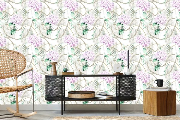 Behang Hortensia's Met Kettingen - Afbeelding 5