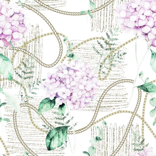 Behang Hortensia's Met Kettingen - Afbeelding 2