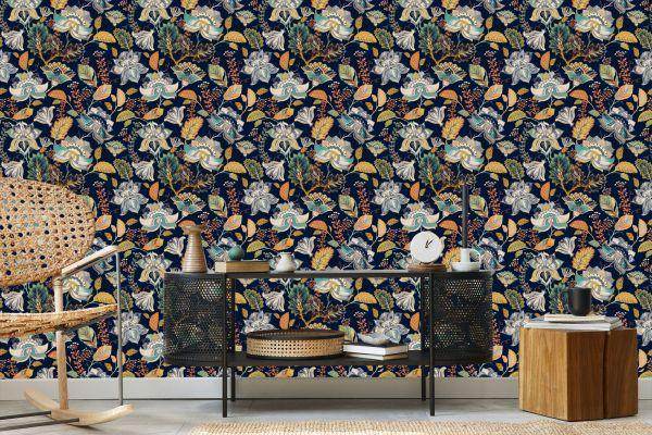 Behang Bloemen In Folkloristische Stijl - Afbeelding 5