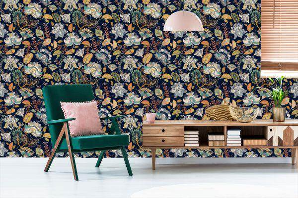 Behang Bloemen In Folkloristische Stijl - Afbeelding 6