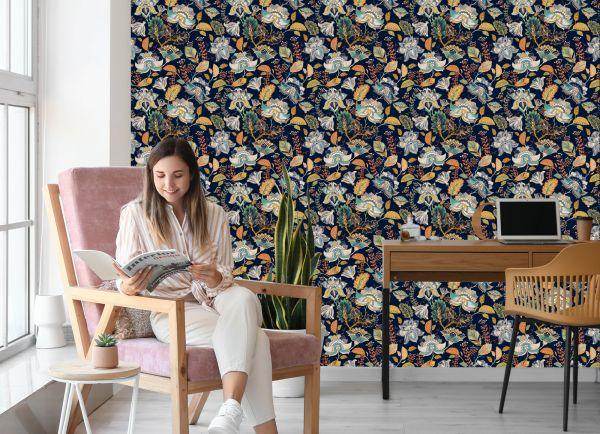 Behang Bloemen In Folkloristische Stijl - Afbeelding 7