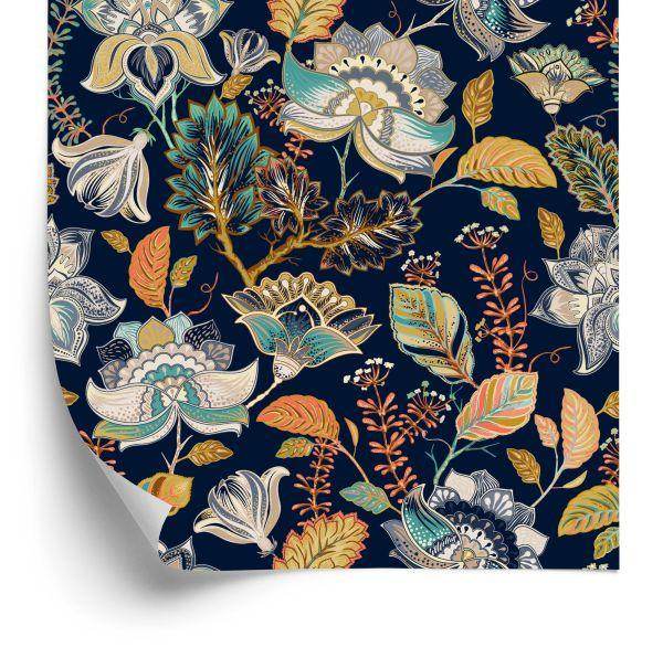 Behang Bloemen In Folkloristische Stijl
